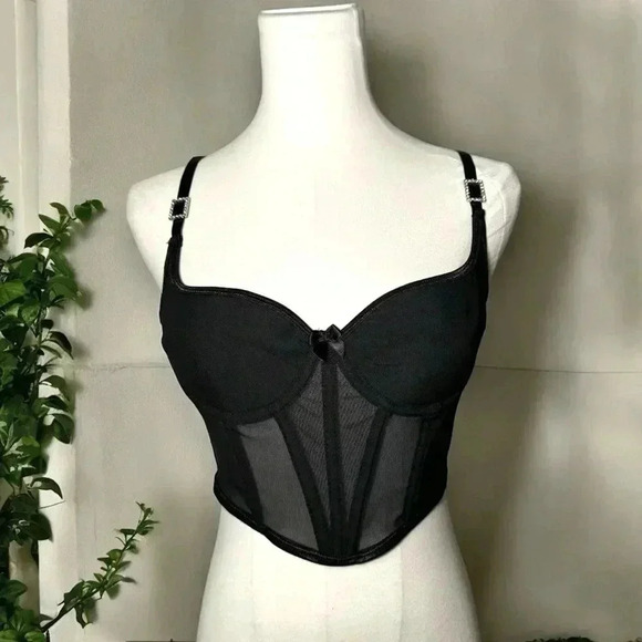 Black rhinestone details bustier S - Picture 1 of 5